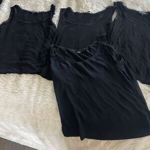 Women's Black Lace Trim Tank Top lot of 4 vintage 90s betsey johnson